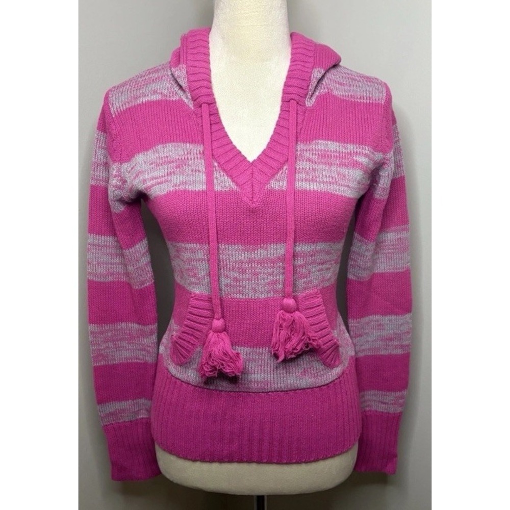 Vintage Ocean Pacific Op Knit Sweater Women's XL‎ Hoodie Pink Stripe Surf 90's